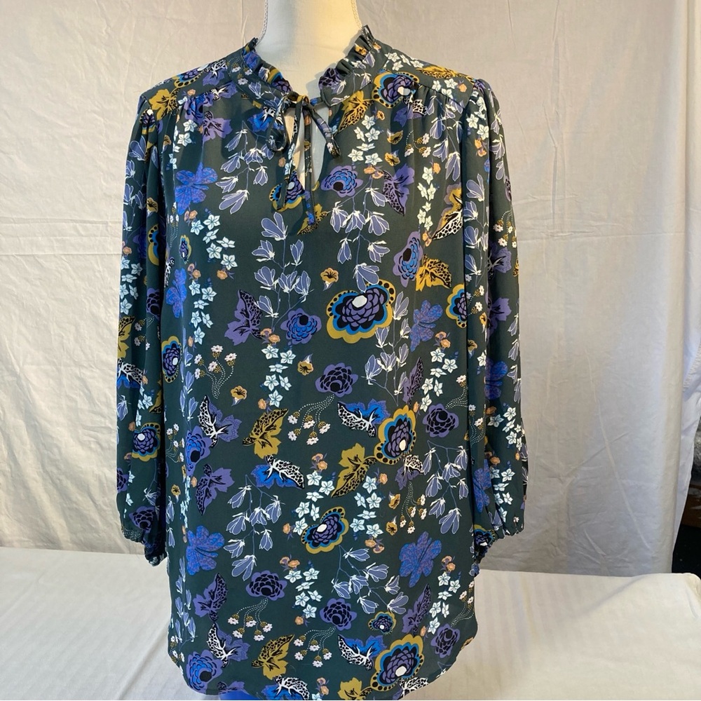 Carolina Belle Vibrant Floral Plus size Blouse with Multicolor Accents